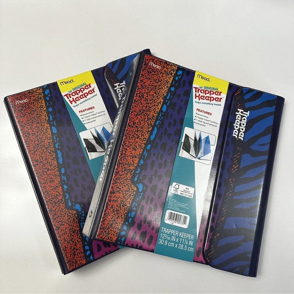 Set Of 2 Vintage Style 80s 90s Mead Trapper Keeper Binders Animal 1" Rou…